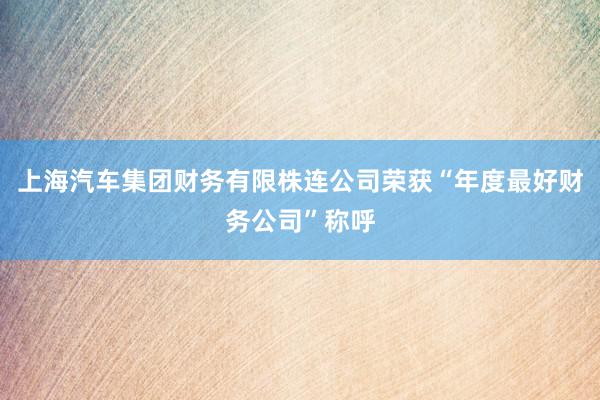 上海汽车集团财务有限株连公司荣获“年度最好财务公司”称呼